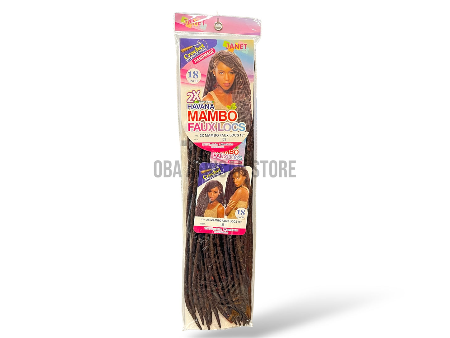#33 - Brown Havana Mambo Faux Locs Handmade Crochet Interlocking Hair Extensions- 18 inches