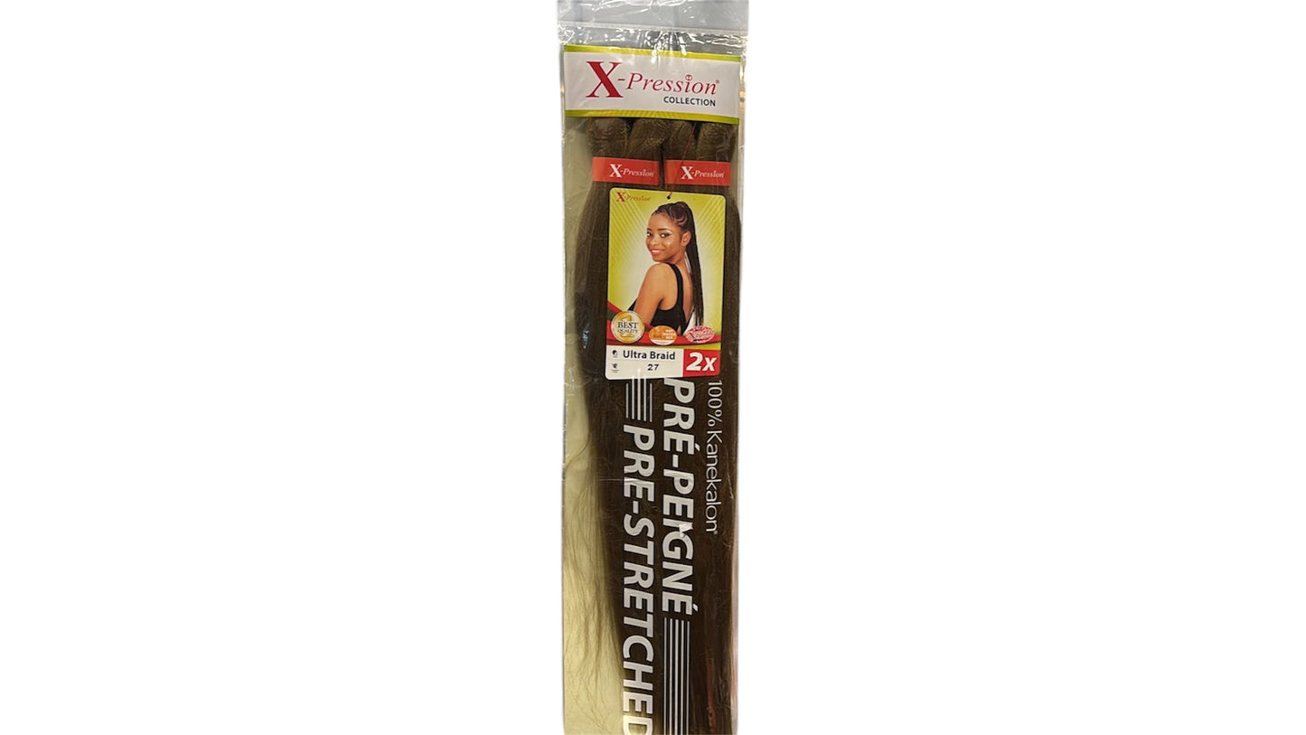Pre-Stretched Color 27 X-PRESSION Ultra Braid hair extensions for braiding - 82 inches 160g