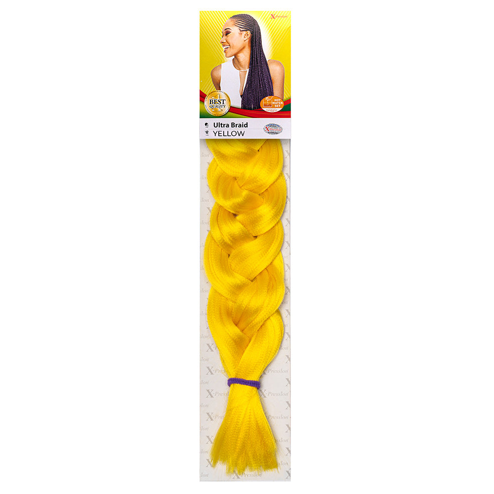 Color Yellow X-PRESSION Ultra Braid hair extensions for braiding - 82 inches 160g