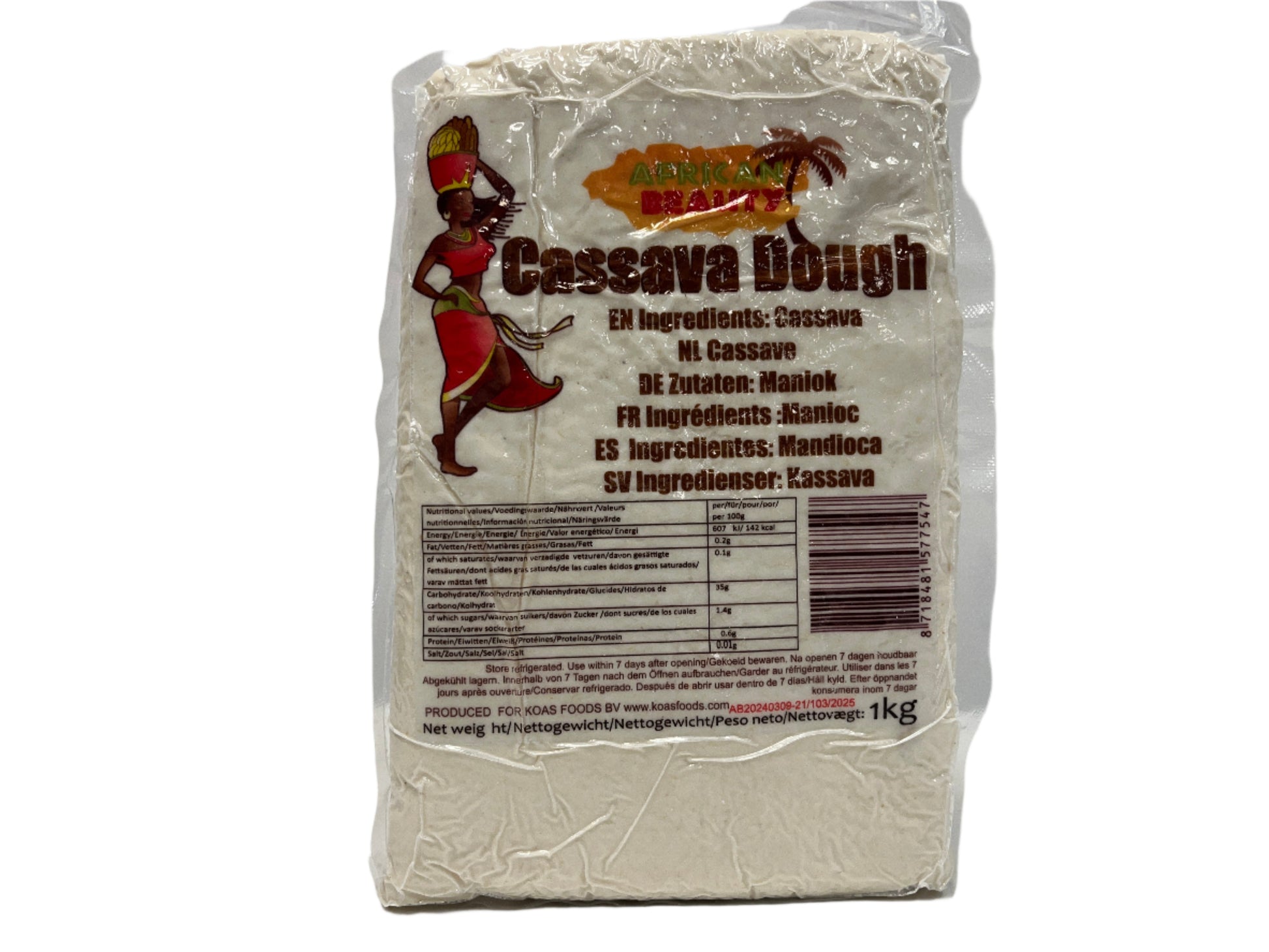 OBA African Store Cassava Dough, paruošta tapijokų tešla, vakuumuota, maniojokų tešla paruošta naudojimui