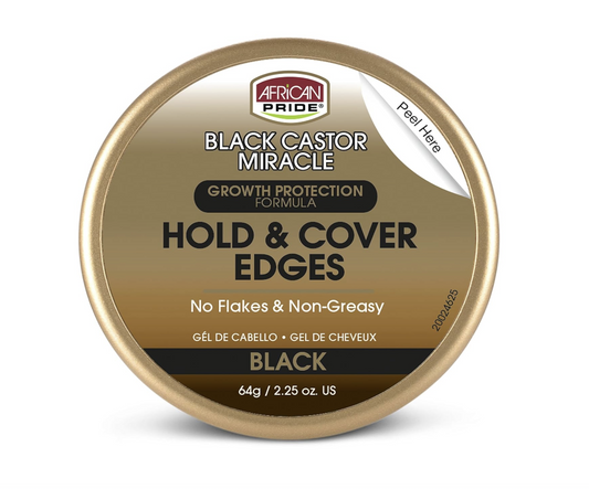 African Pride Black Castor Miracle Hold & Cover Edges Hair Gel 2.25oz